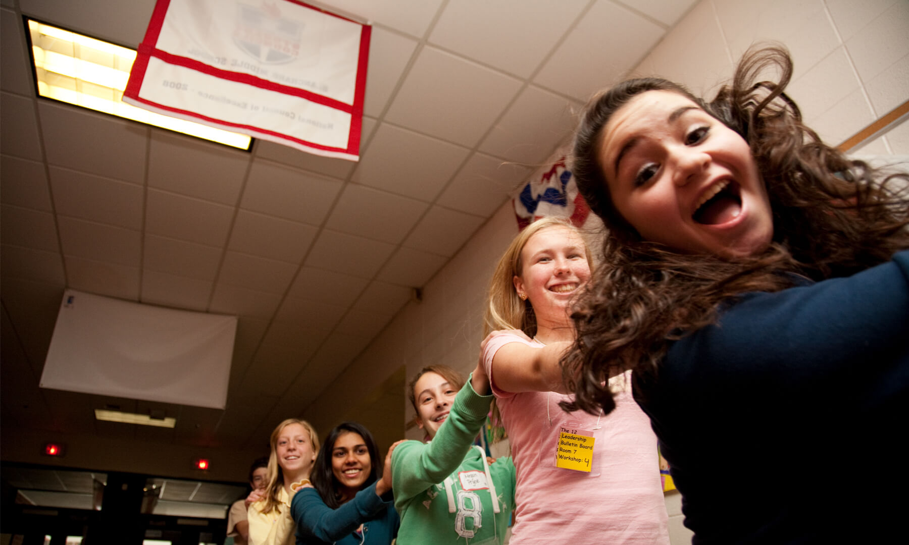 Students in conga line