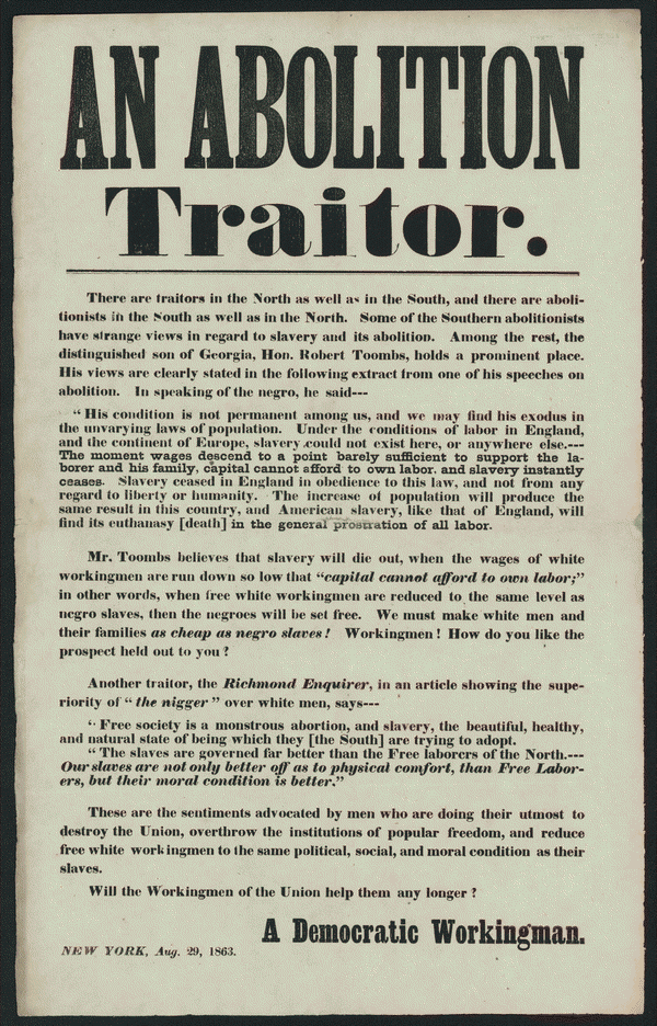 pamphlet for an abolition traitor