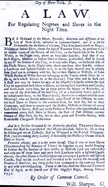 Hard History-Slavery-A Law for Regulating Negroes and Slaves in the Night Time