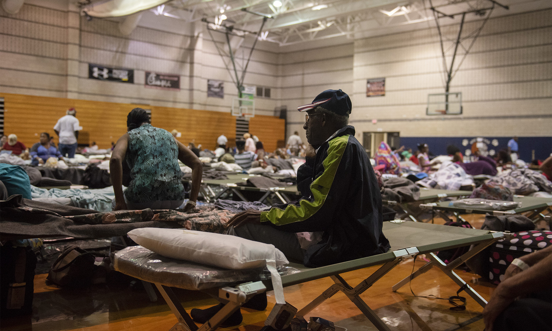 Hurricane Florence, School, Evacuation, Gym, Building, Cots, Raleigh, North Carolina