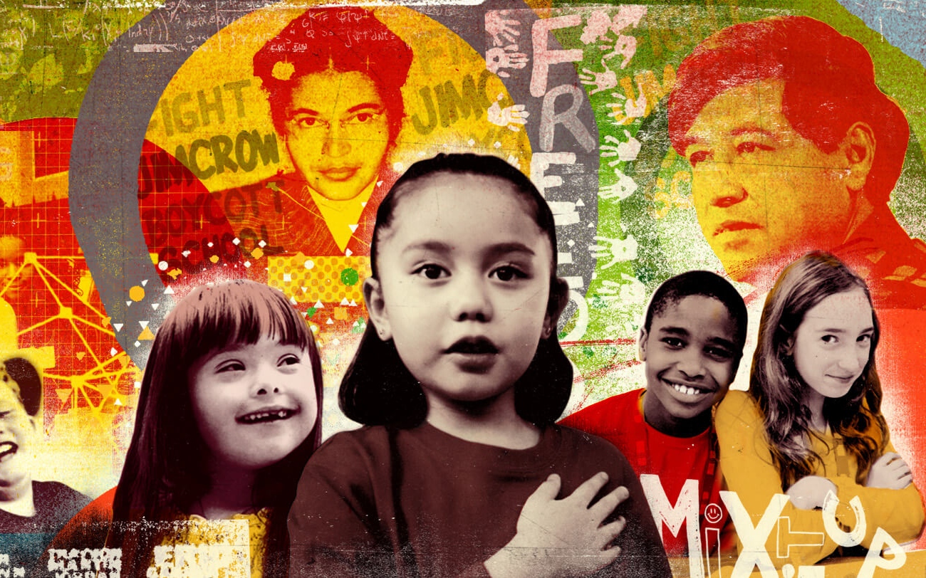 A collage of various people.