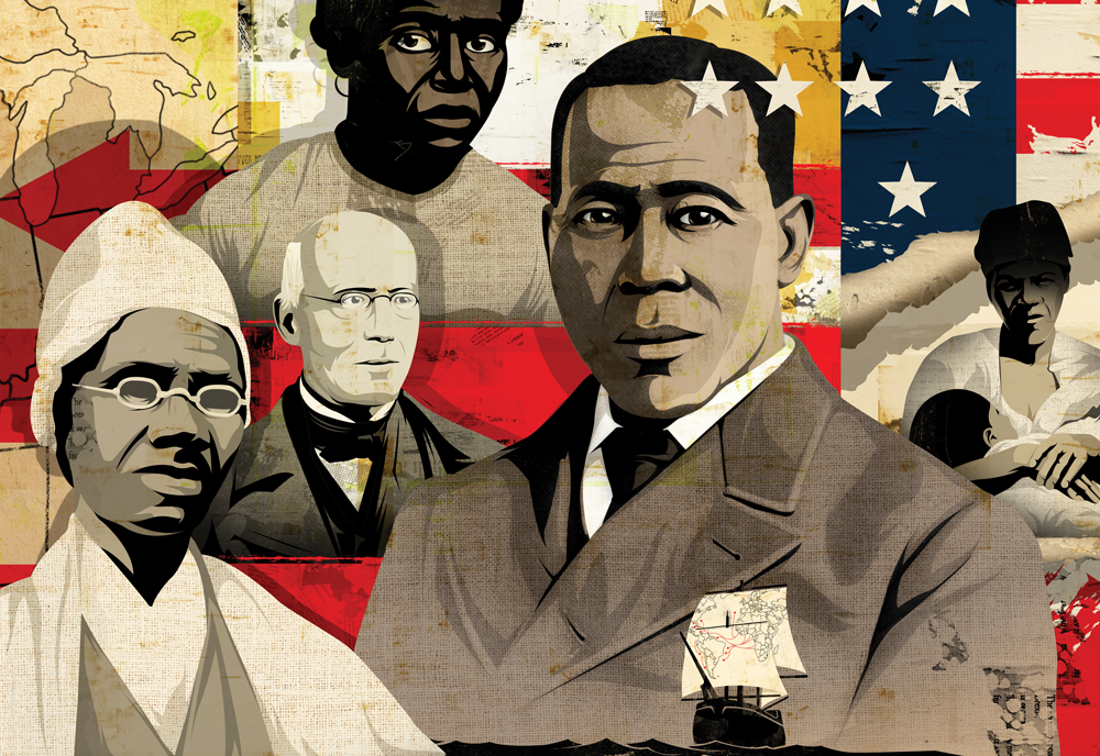Illustration of notable people from the United States' past.