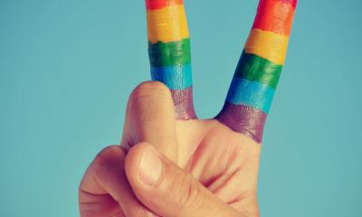 rainbow peace sign with hand