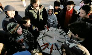 Chris Mosner's class starts every day with a drum circle.