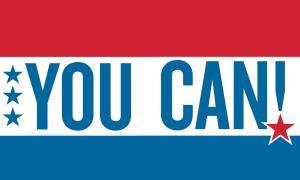 Red, White and Blue Flag with the words 'You Can!'