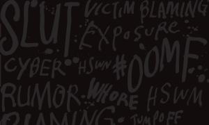 Image of various cyberbully words and taunts