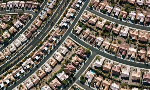 Overhead photo of suburban landscape