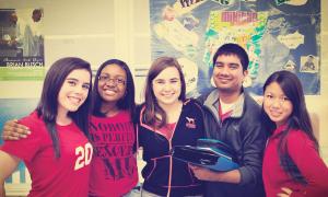 Students from different racial and ethnics get together