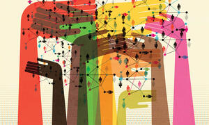 Teaching Tolerance illustration of hands reaching upward