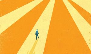 A child walks on daunting path - pathways to adulthood illustration