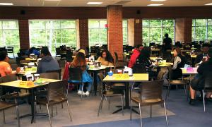 College students sitting together during Mix It Up at Lunch Day.