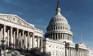 Angled view of the United States capitol building.