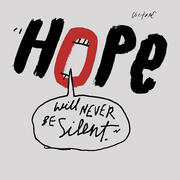 An illustration that depicts Harvey Milk's quote "Hope will never be silent."