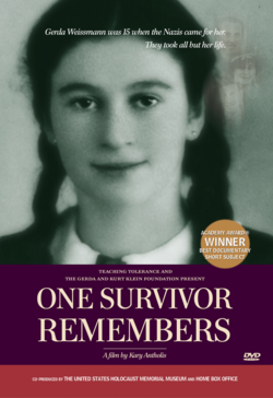 Cover for the film 'One Survivor Remembers,' a film focused on Gerda Weissmann, a holocaust survivor.