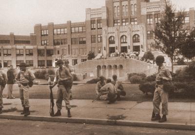 Little Rock High School surrounded by police