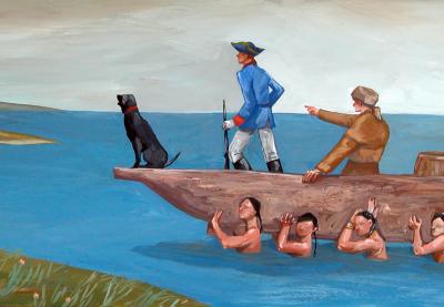 Teaching Tolerance illustration with Lewis & Clark's canoe carried by native americans