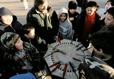 Chris Mosner's class starts every day with a drum circle.