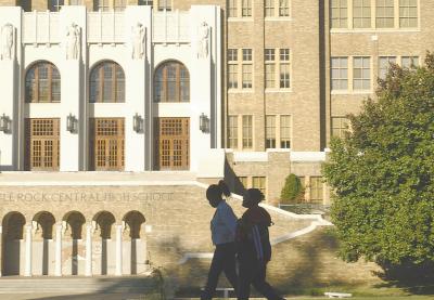 Students walking in front of the Little Rock Central High School