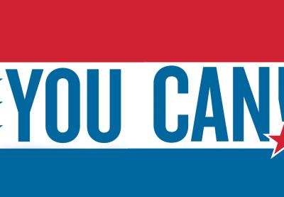 Red, White and Blue Flag with the words 'You Can!'