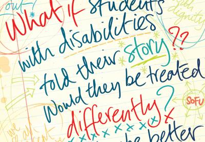 Teaching Tolerance illustration of paper with questions about students disabilities