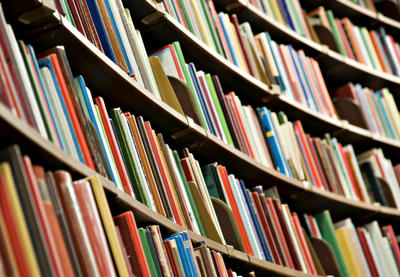 shelves of library books