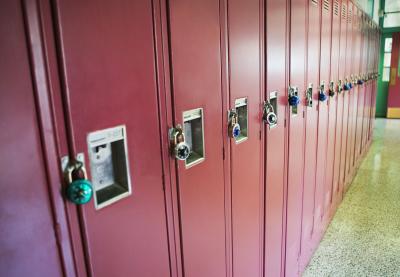 line of lockers in hallway