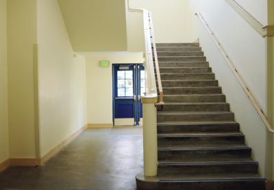 empty staircase and hallway at school