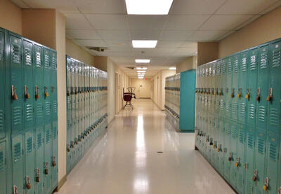 empty hallway with lockers