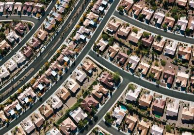 Overhead photo of suburban landscape