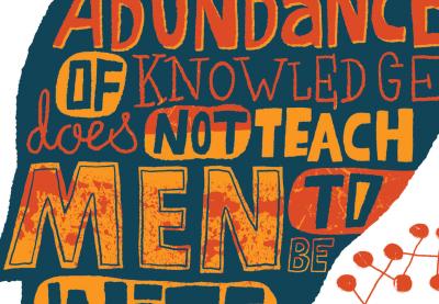 Teaching Tolerance illustration with the sentence 'An abundance of knowledge does not teach men to be wise' - Heraclitus
