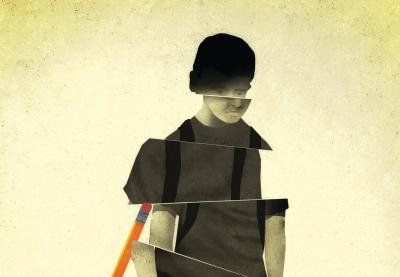 Illustration of child fragmented broken