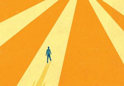 A child walks on daunting path - pathways to adulthood illustration