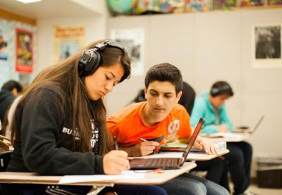 Students with interview equipment in classroom | TT Grants in Action: Diverse Perspectives