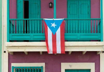 Puerto Rican flag in Old San Juan, Puerto Rico, by Lorie Shaull.