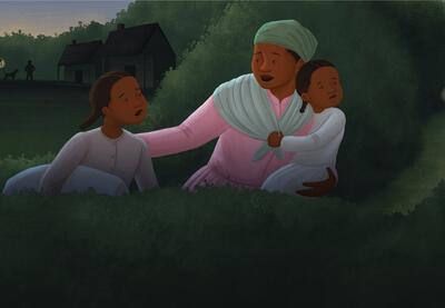 Illustration of escaping enslaved peoples.