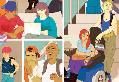 Illustration of various young people together.