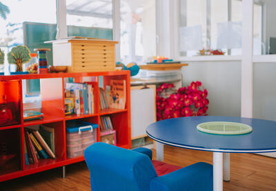 A colorful classroom space.