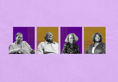 Collage image of Jo Ann Bland, Charles Person, Valda Harris Montgomery and Helen Sims