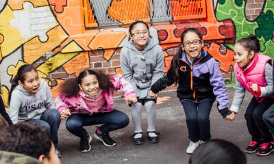 young kids having fun outside