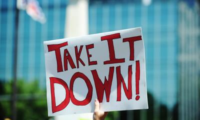 "Take It Down" sign.