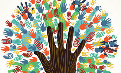 Abstract image of colorful hands