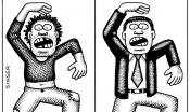 The cartoon features a poor man and a rich man. The caption reads, "When you're poor your 'crazy.' When you're rich, you're 'eccentric.'"