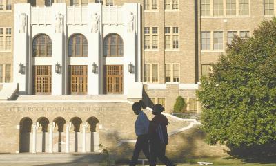 Students walking in front of the Little Rock Central High School