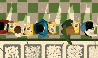 Students inline Lunch Lines Illustration