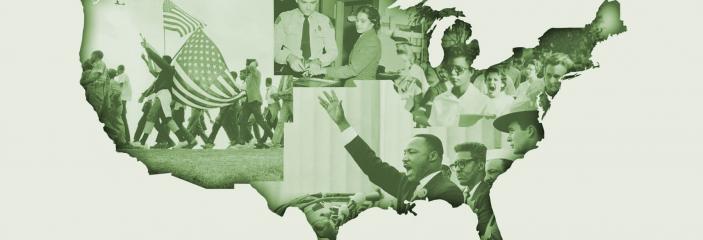 US Map with Civil Rights Images