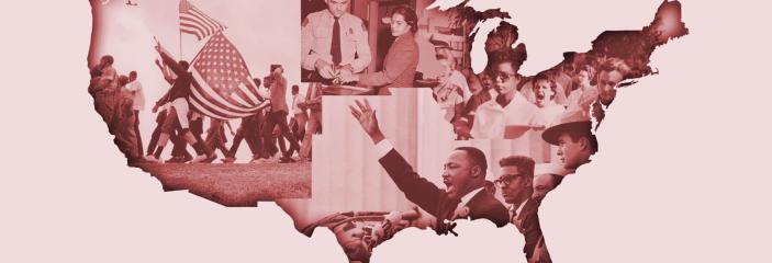 US Map with Civil Rights Images