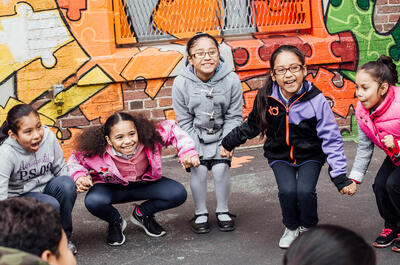 young kids having fun outside