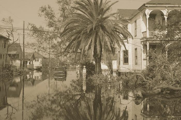 Photo of damages from Hurricane Katrina in New Orleans, 2005