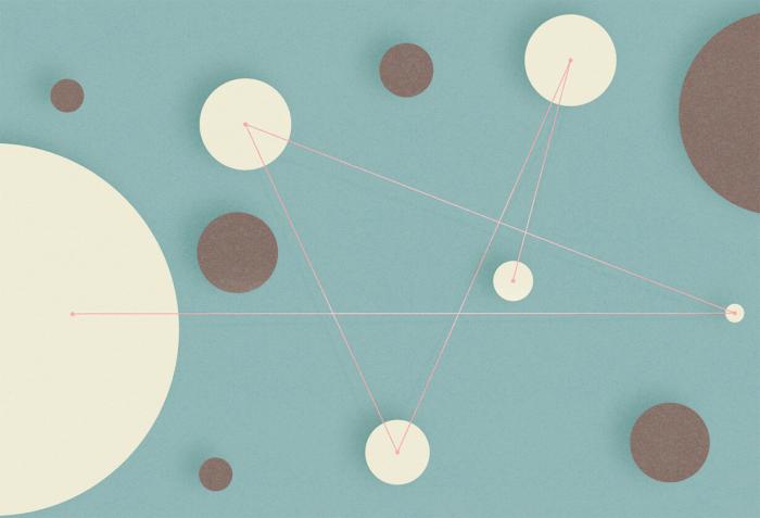 Teaching Tolerance illustration Variety sizes of dots in two shades of colors