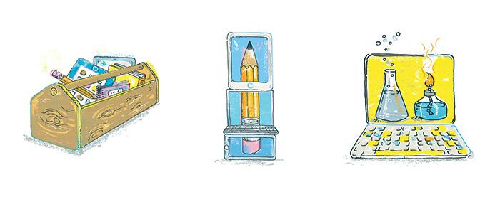 Teaching Tolerance illustration of various tech devises